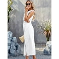 thumbnail image 6 of Womens Casual Dresses Solid Color Dress Long Sleeveless Vest Skirt Summer Temperament Waist Cinching White XL, 6 of 9