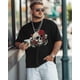 thumbnail image 4 of Camisetas de manga corta con calavera y rosa roja para hombre, camisetas de cuello redondo, 4 of 8