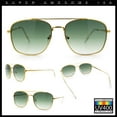 thumbnail image 2 of Mens Classic Double Bridge Rectangular Metal Rim Mobster Sunglasses Gold - Green, 2 of 7