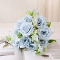 thumbnail image 4 of Walbest Artificial Rose Branch with Stem 5 Fork 5 Head Home Wedding Party Faux Silk Flower Floral Arrangement Indoor Outdoor Garden Decoration Photo Props, 4 of 8
