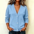 thumbnail image 6 of Resicozy Sweatshirt Cardigan Women Button Down Lightweight Jacket V-Neck Open Front Oversized Drop Shoulder Sweatshirts with Pockets Light Blue XL, 6 of 9