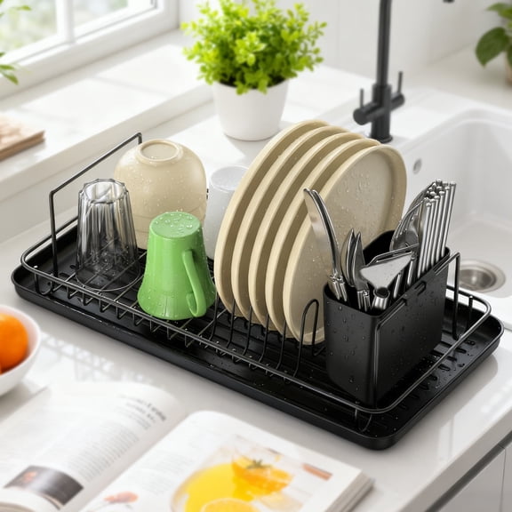 Dish racks for kitchen counter metal Stacking Dish Drying Rack, black