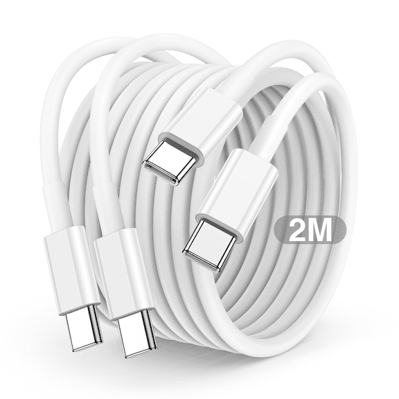 Eeyueer USB C to USB C Cable 2Pack 2M 60W Fast Charging Type C Charger Cord Compatible with iPhone & iPad MacBook Pixel Series, C to C Charging Cable