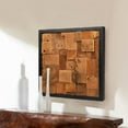 thumbnail image 5 of Warmaxx Rustic Teak Wood Framed Wall Decor 17''x17 Farmhouse Geometric Block Wall Art Decoration Home Living Room Bedroom Office Handmade Square Wooden Slatted Collage Aesthetic Wall Décor, 5 of 18