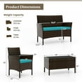 thumbnail image 3 of Gymax 4 Piece Patio Rattan Conversation Set Wicker Furniture Set w/ Chair Loveseat Outdoor, 3 of 10