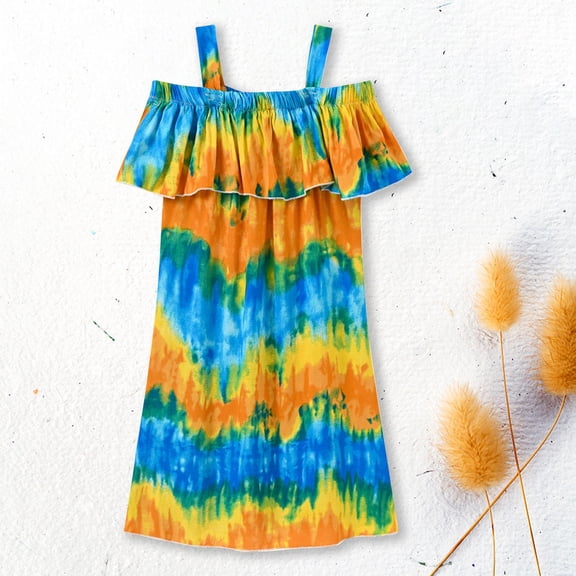 SDJMa Toddler Kids Baby Girl Summer Vacation Dress Suspender Skirt Floral Dress