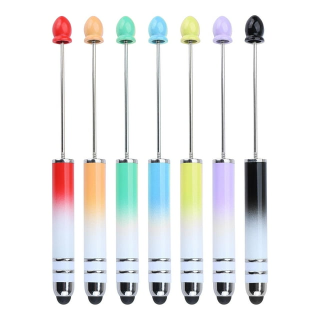 MERIGLARE 7 Pieces Creative Beadable Pens DIY Ballpoint Pen Bulk for Taking Notes Exam
