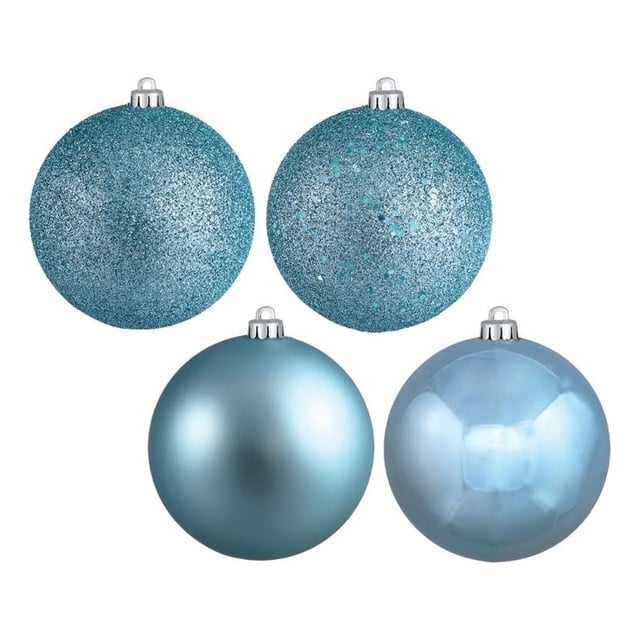 Pemberly Row Assortiment de Boules 4 Finitions 3 Pouces en Bleu Bébé (Ensemble de 32)