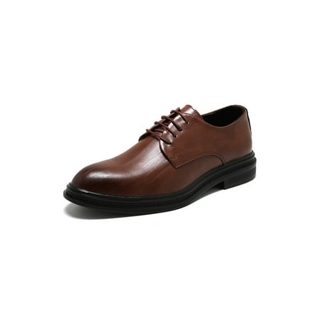

Crocowalk Men s Oxford Shoe Lace Up Flats Low Top Dress Shoes Nonslip Block Loafer Mens Lightweight Plush Lining Loafers Brown 8.5
