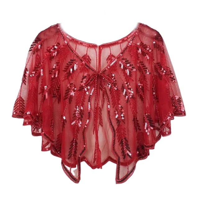 Guardurnaity Chal Flappers Chal De Los Años 20 Capa De Noche Con Lentejuelas Para Mujer Accesorios Chal De Mujer Con Lentejuelas Accesorios de disfraces B