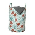 thumbnail image 1 of Floral Laundry Bag, Artwork of Paintbrush Drawn Flowers on Branches, Hamper Basket with Handles Drawstring Closure for Laundromats, 13" x 19", Vermilion Pale Blue, by Ambesonne, 1 of 4