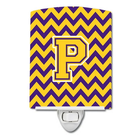 

Caroline s Treasures CJ1041-PCNL Letter P Chevron Purple and Gold Ceramic Night Light 6x4x3 multicolor