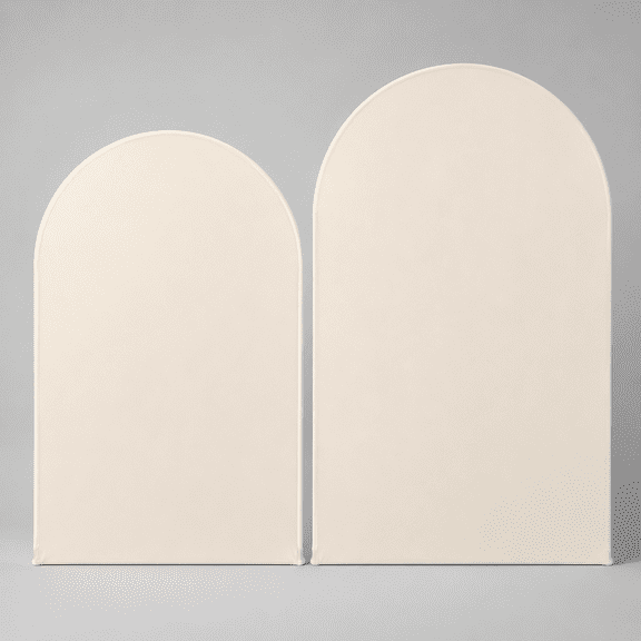 7.2FT 6FT Arch Backdrop Cover for Wedding, Set of 2 Stretchy Spandex Fitted Arch Stand Cover for Birthday Party Decor, Chiara Backdrop Cover with Double-Sided Design(Ivory)