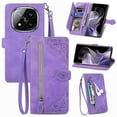 thumbnail image 1 of For Xiaomi Redmi Note 14 Pro 5G Case Zipper Wallet PU Leather Flower Imprint Phone Cover - Light Pur Newway CPDD, 1 of 5