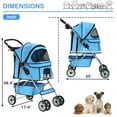 thumbnail image 3 of CL.HPAHKL Portable Pet Stroller with 4 Wheels, Easy Fold Stroller Travel Lightweight Jogger Stroller for Medium Small Dogs Cats All Terrain Dog Stroller with Cup Holder, Storage Basket, Blue, 3 of 7