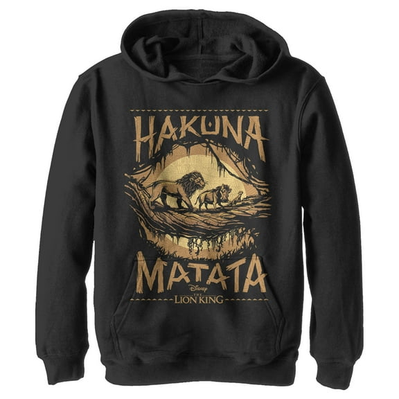 Boy's Lion King Hakuna Matata Jungle Trio Pull Over Hoodie Black Medium