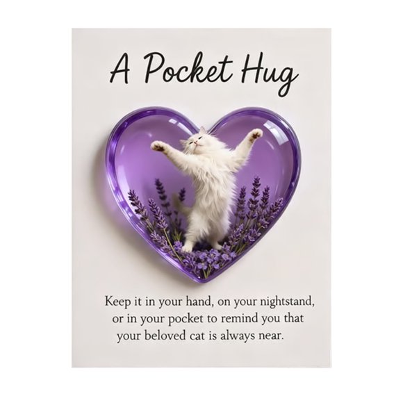 Liyamei Cat Memorial Pocket Hug Heart Shaped Sleeping Cat Charm Resin Keepsake Figurines Thoughtful Animal For Grieving Cat Owners And Cat Lovers
