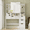 White, variant on LUCKLIFE Modern White Vanity Table with Lighted Mirror & 5 Fluted Drawers, Large Makeup Desk with Jewelry Hooks & Hairdryer Holder, Tiered Storage Shelves for Bedroom, Wood