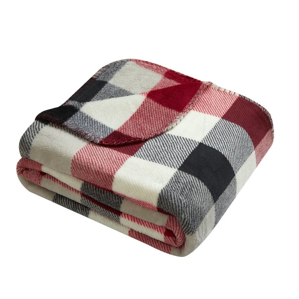 Mainstays Plush Throw Blanket, 50" x 60", Red Plaid
