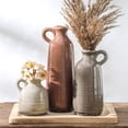 thumbnail image 1 of Set de 3 jarrones de cerámica OOIT Neutral Rustic Farmhouse Brown, 1 of 9
