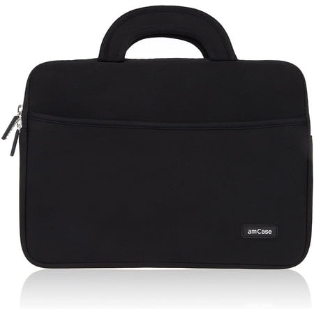 Chromebook Case (11.6"-12") amCase Protective Neoprene Laptop Sleeve/Bag (Black)