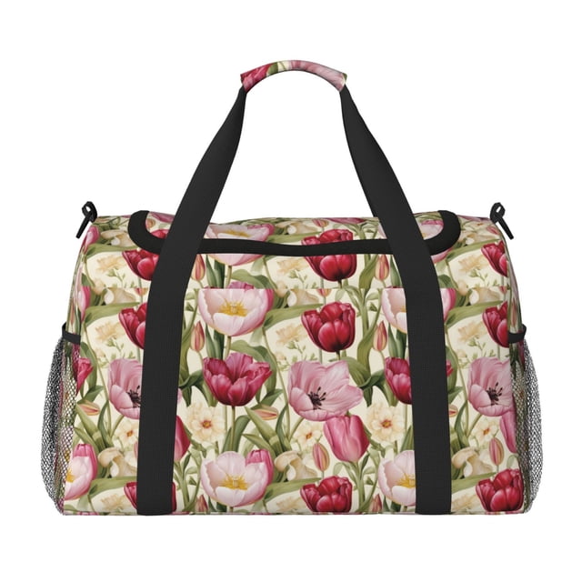 Easygdp Tulips Flowers Bolsa de Gimnasio, Bolsa de Viaje Duffel, Bolsa de Fin de Semana con Compartimentos, Bolsa de Mano para Noche
