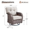 thumbnail image 5 of OPOHORO Outdoor Glider Chairs Set of 2, Brown Wicker Patio Furniture Swivel Rockers with T Shape-Back Cushions and 5" Thick Foam, Ideal for Porch and Yard, Beige, 5 of 11