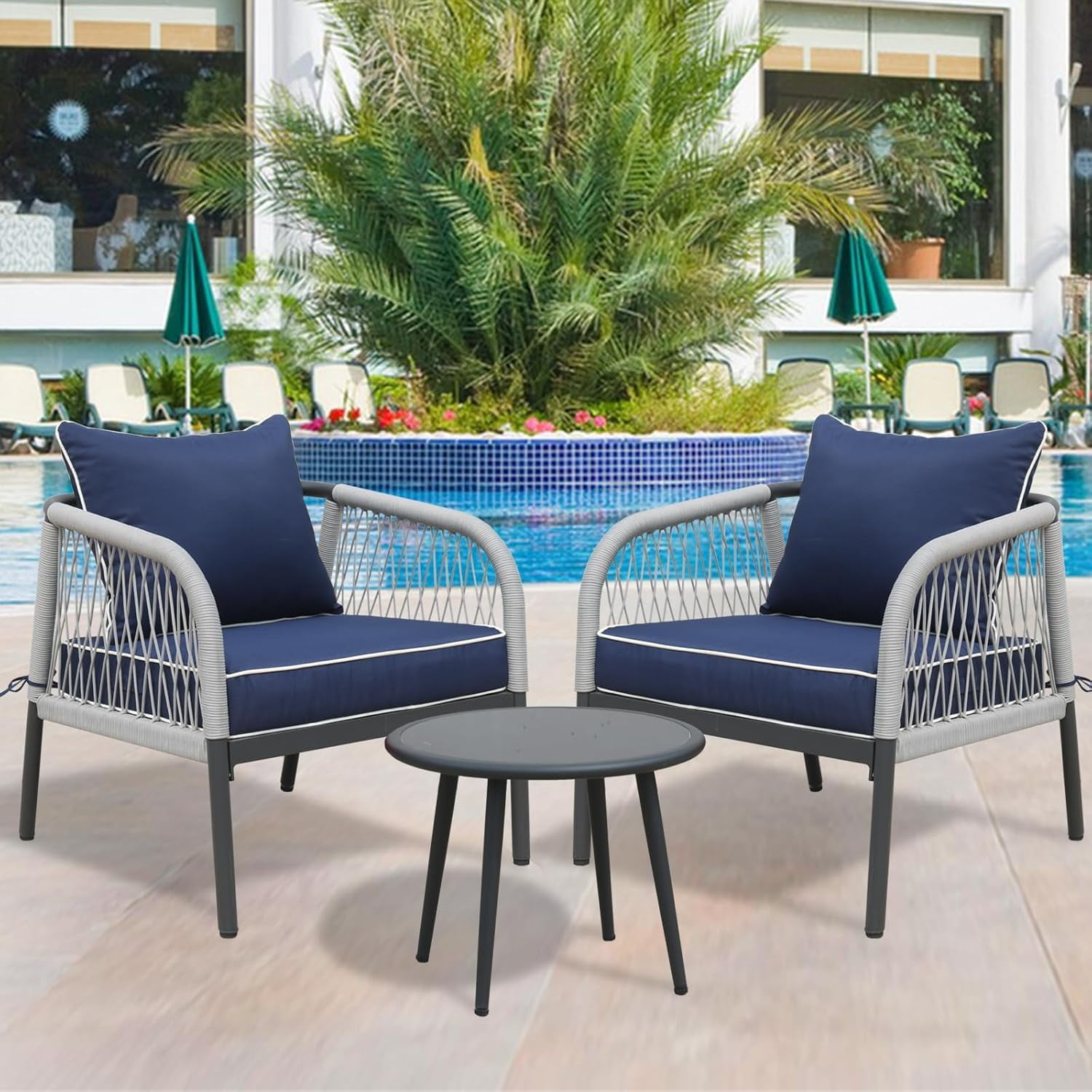 FKS LIFE Outdoor Patio Chair Cushions Set 24 L X 24 W X 4 H Waterproof & Fade Resistant Deep Seat and Back Cushions with Removable Covers Outdoor Seat Cushion Set for Chairs and Sofas