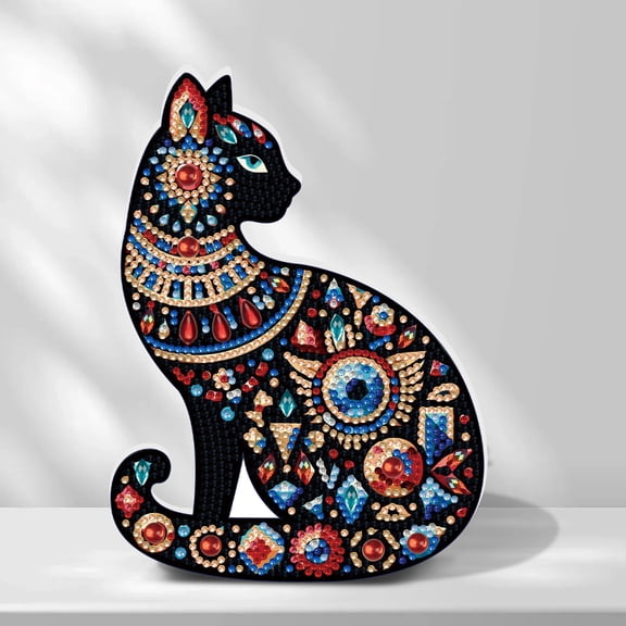 Diamond Painting Desktop Decorations, Black Cat 5D DIY Thickened Special Diamond Art Decoration Kit for Adults, Office Desktop or Christmas Holiday Gift