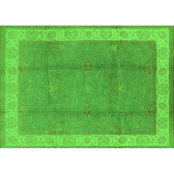 Ahgly Company Indoor Rectangle Oriental Green Traditional Area Rugs, 8' x 10'