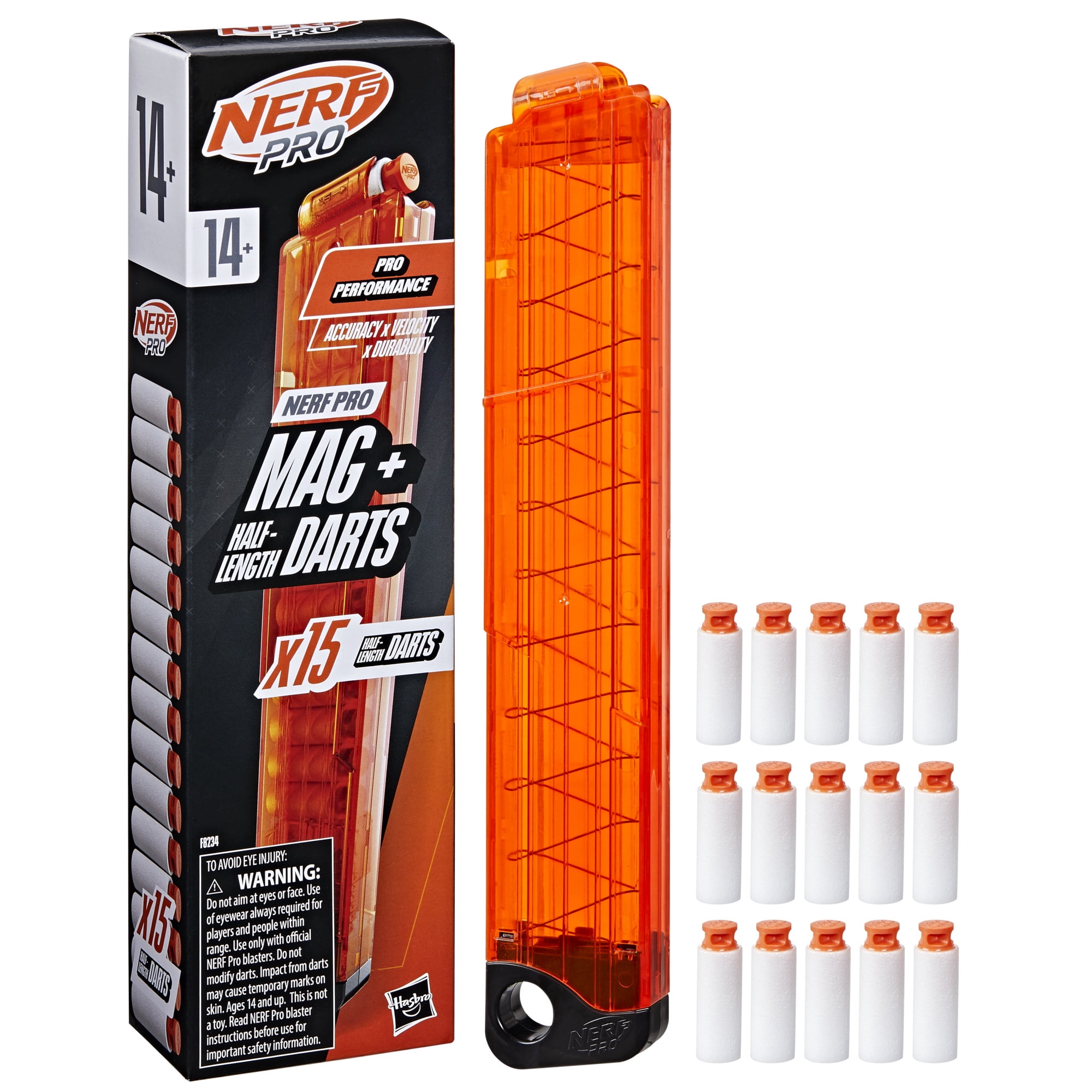 Nerf, Pro Torrent Dart Blaster, Half-Length Darts, 15 Darts