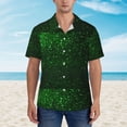 thumbnail image 2 of Fuzoiu Green Sparkling Print Hawaiian Shirt for Men, Summer Beach Casual Short Sleeve Button Down Shirts, Men’s Beach Summer Shirts with Pocket,XX-Large, 2 of 7