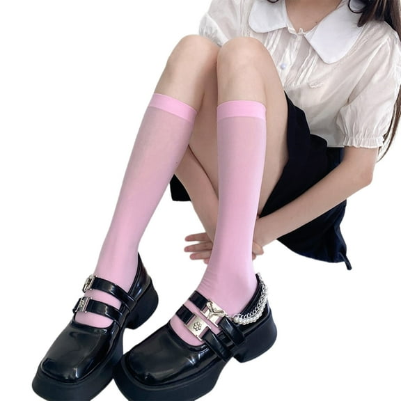 Acahhotxx long socks, Colorful Calf Socks Velvets Stockings Lightweight Breathable Socks Student Girls Middle Tube Socks