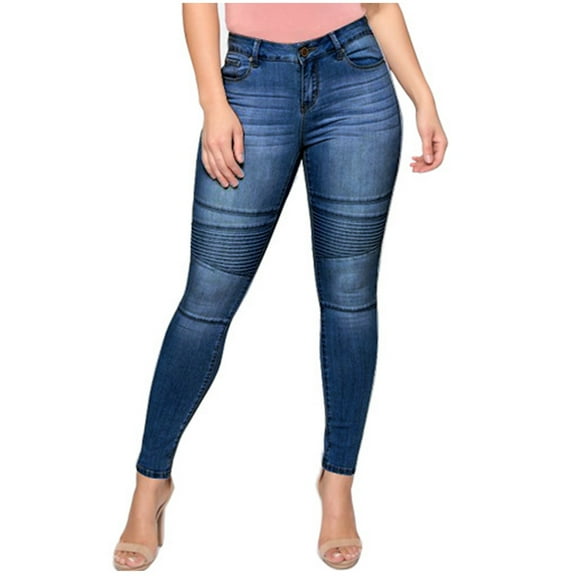 UTSJKR Women's Butt Lifting High Waist Tummy Control Stretch Skinny Jeans Pencil Pants Denim Washed Pants Dark Blue XXL
