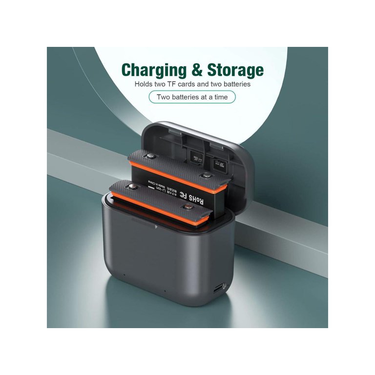 Replacement Insta360 X3 Battery 1800mAh 2-Pack and Dual Slot USB