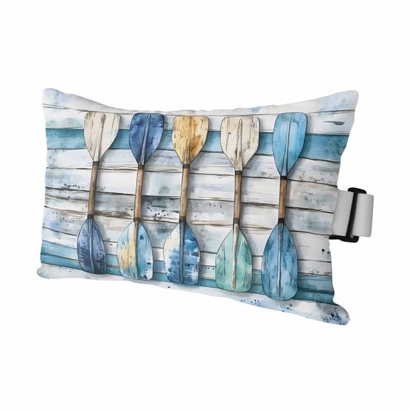 Lake Paddle Striped Outdoor Pillows for Chaise Lounge Chair Waterproof Lumbar Pillows with Insert&Adjustable Strap Beach Headrest Pillow Watercolor Vintage Wood Grain Pillow for Patio Pool 11"x16"