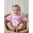 thumbnail image 6 of BemeyourBBs Baby Girl 1/2 Birthday Outfits Half Birthday Clothes Plaid Bubble Romper Half Way To Sweet One Letters Embroidery Doll Collar Long Sleeve Smocked Bodysuit Playsuit, 6 of 9
