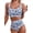 Blue Flower, variant on Women'S Bikini Sets Floral Print Whip 2 Piece Swimsuits High Waisted Scoop Bathing Suits Blue Flower M