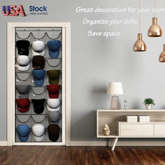 Visible Hat Holder With 3Hooks Hat Storage Holder 24 Deep Pockets For Wall Door