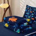 thumbnail image 5 of Erosebridal Cartoon Prehistoric Zipper Full Size Comforter Sets with Fitted Sheet and 2 Pillowcases for Boys Men, Dinosaur Plant Print Zipper Bedding Set, Navy Reversible, 4 Pieces, 5 of 7