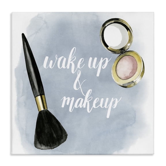 Stupell Industries Watercolor Wake Up & Make Up Beauty & Fashion Painting Gallery Wrapped Canvas Art Print Wall Art, 17 x 17