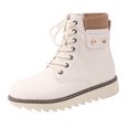 thumbnail image 4 of Rokment Retro Platform Chunky Combat Boots for Women Casual Studded Leather Lace up Motorcycle Riding Ankle Booties with Side Zipper Fall Winter, 4 of 6