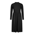 thumbnail image 4 of QSAWXQZ Women's Ribbed Knit Sweater Dress Long Sleeve Mock Neck Casual Solid A Lined Pullover Long Dress Black Free Size, 4 of 6