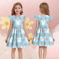 thumbnail image 6 of Mitankcoo Girls Easter Dresses Cute Print Flutter Sleeve Crew Neck A-Line Dress for Daily Fashion Wear 3-14Y, 6 of 7
