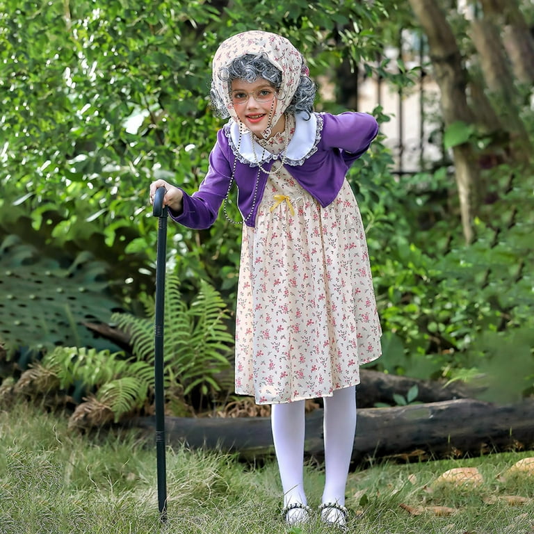 Girls Old Lady 100 Days of School Girls Old Lady Dress with Little Old Women Cane Accessories Kids Grandma Dress Up Outfit for Girls 3-12T Girls Old Lady 100 Days of School Girls Old Lady Dress with Little Old Women Cane Accessories Kids Grandma Dress Up Outfit for Girls 3-12T