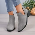 thumbnail image 2 of Mepaouo Womens Cutout Ankle Boots Low Heel Suede Work Walking Outdoor Short Booties(Grey,6), 2 of 9