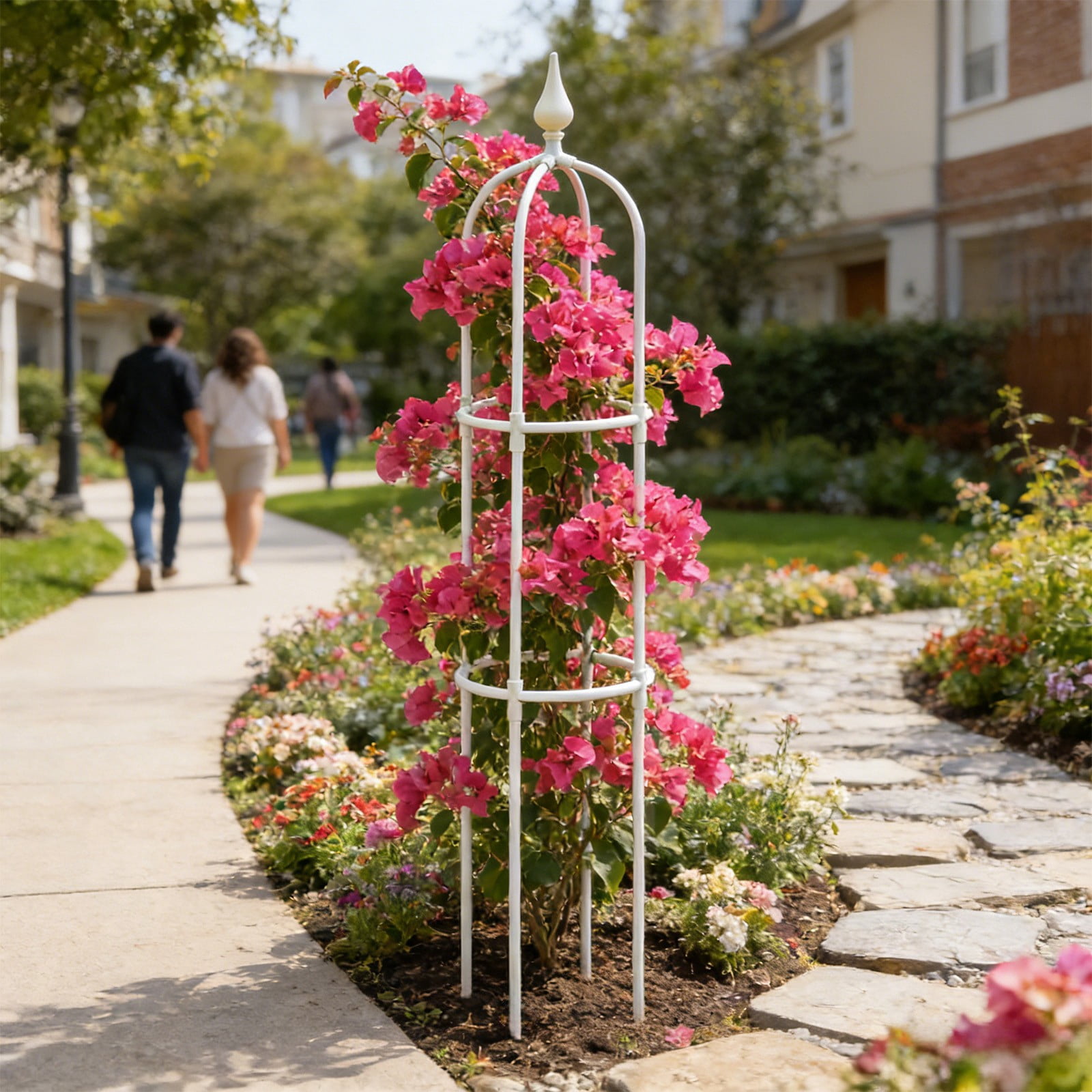 Cadancy Garden Obelisk Trellis Climbing Outdoor Plants Tall Metal Plants Support Cage with Spear Top Vertical Gardening Stand for Rose Ivy Cucumber Vine 45 Inch