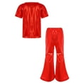thumbnail image 2 of iiniim Boys Girls Hip Hop Jazz Disco Performance Dance Costume Sequins Short Sleeve T-Shirt Tops with Red 110, 2 of 5