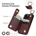thumbnail image 6 of Cutyskin for iPhone 15 Plus Wallet Case【RFID Blocking】 with Card Holder Cash Pocket Zipper Bills Slot, Soft PU Leather Magnetic Back Folio Kickstand, Finger Ring Holder Hook Phone Case, Jujube Red, 6 of 9