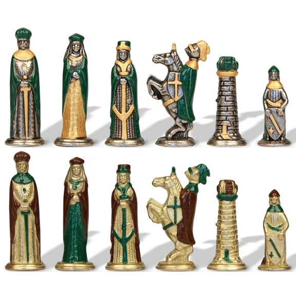 Small Medieval Theme Hand Painted Metal Chess Set by Italfama